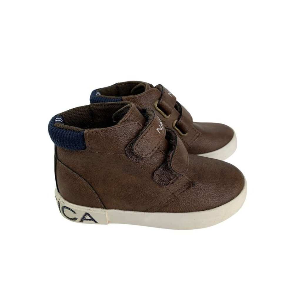 Size 9 Little Kids Nautica Brown Chukka Boots‎ Hook and Loop Closure